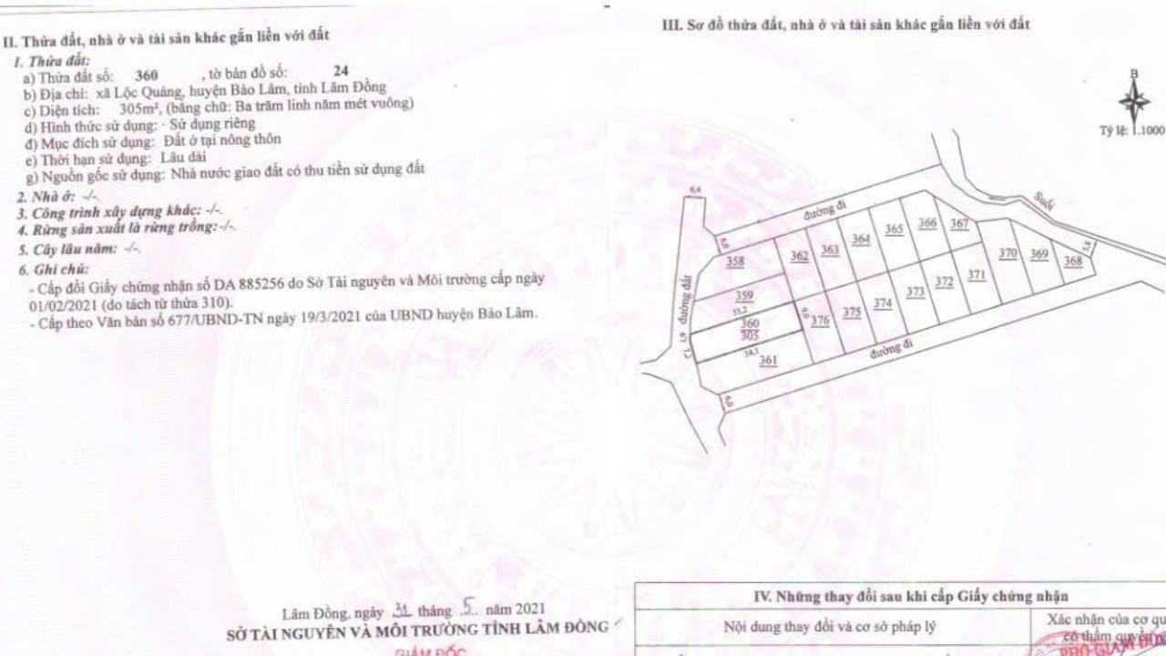 Giấy tờ lô M6 (305 m²)