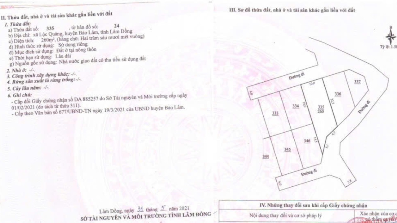 Giấy tờ lô B10 (260 m²)